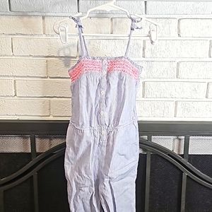 5T Baby B'gosh Blue and White Pin Striped Jumpsuit